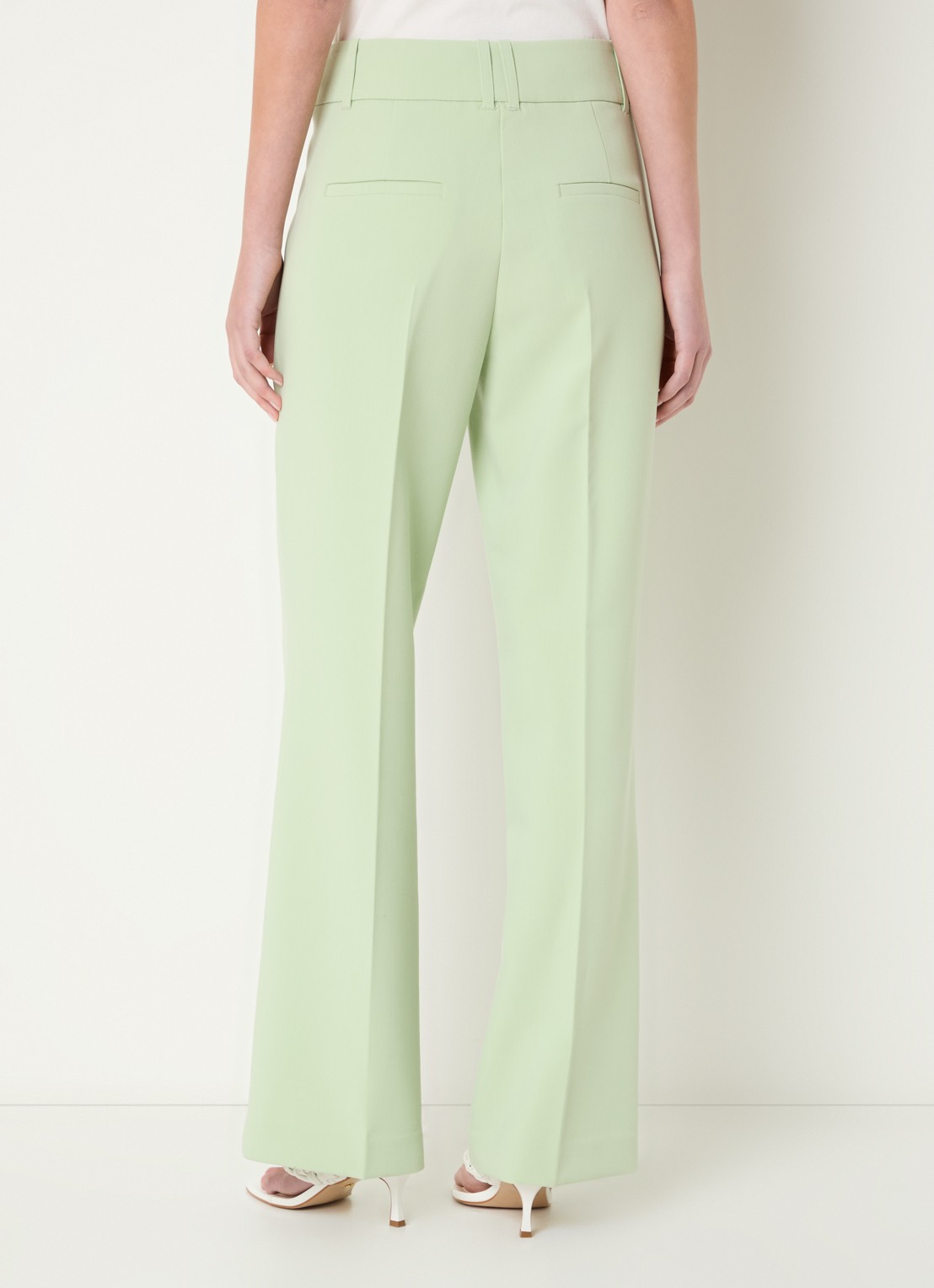 Expresso High waist straight fit pantalon met steekzakken - achterkant lichtgroen