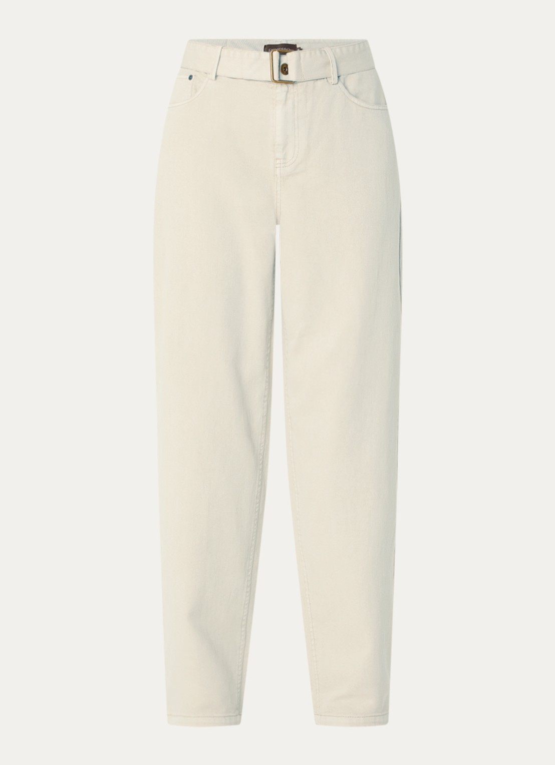 Expresso High waist straight leg jeans met gekleurde wassing en ceintuur - voorkant 2 beige