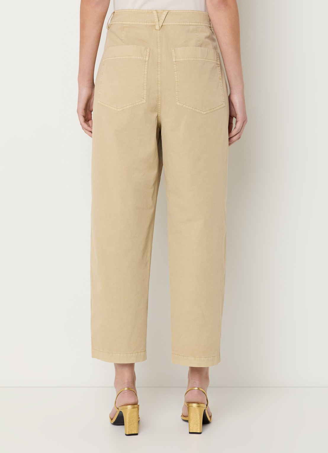 Expresso High waist tapered fit cropped chino met steekzakken - achterkant beige