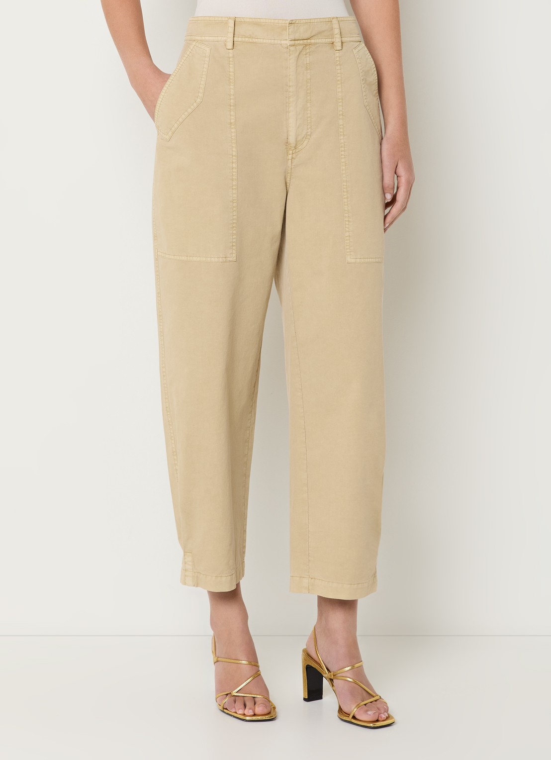 Expresso High waist tapered fit cropped chino met steekzakken - detail 4 beige