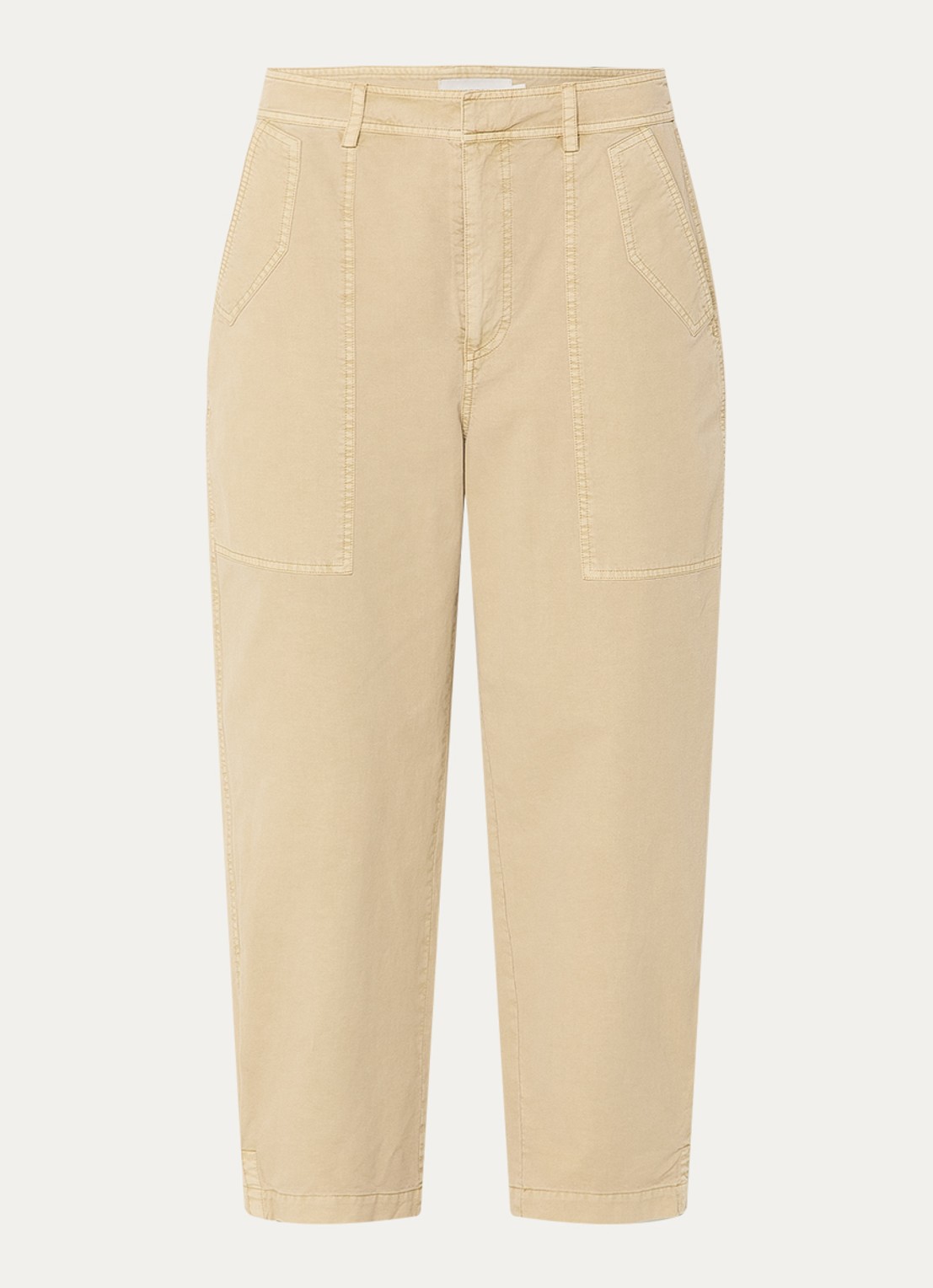 Expresso High waist tapered fit cropped chino met steekzakken - voorkant 2 beige
