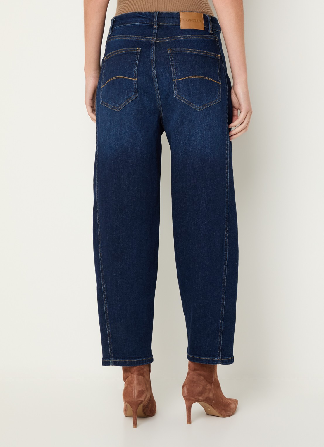 Expresso High waist tapered fit jeans met donkere wassing - achterkant 5 indigo