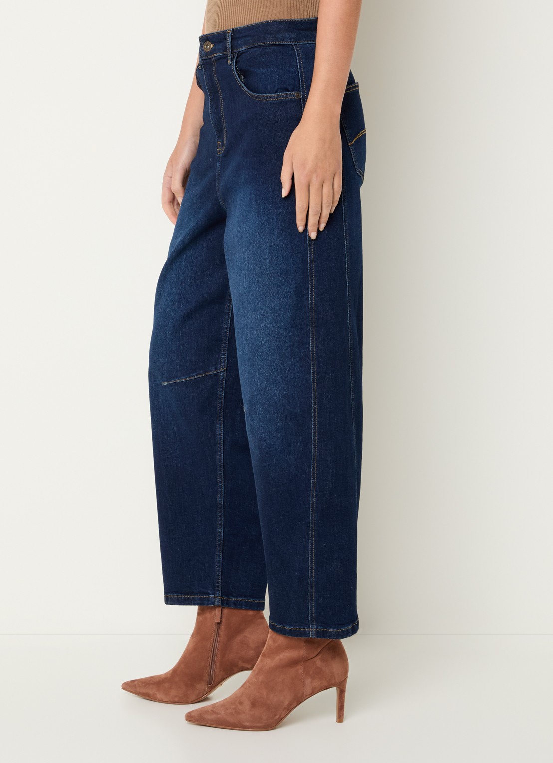 Expresso High waist tapered fit jeans met donkere wassing - detail 2 indigo