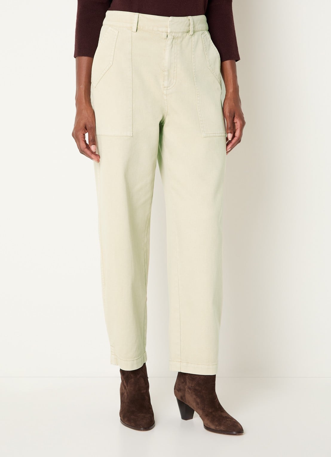 Expresso High waist wide fit jeans met steekzakken - detail lichtgeel