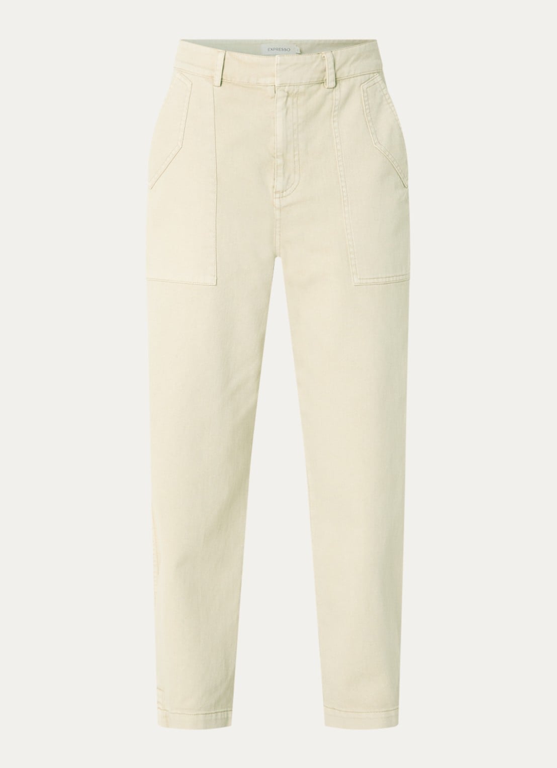 Expresso High waist wide fit jeans met steekzakken - voorkant 2 lichtgeel