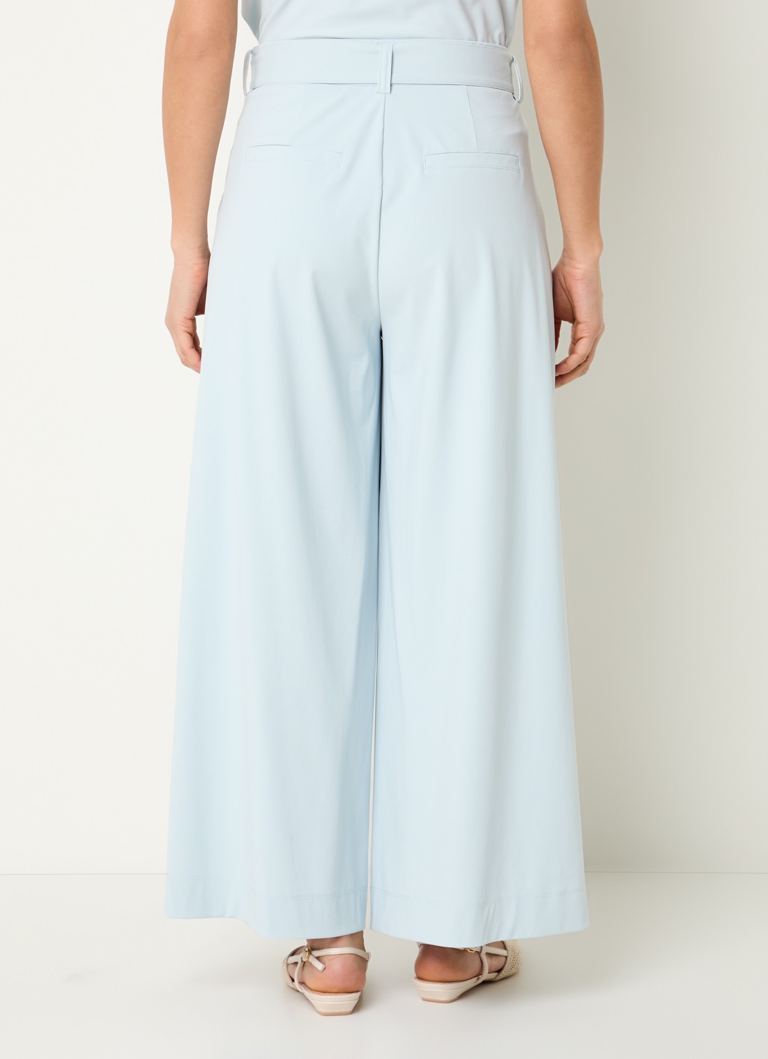 Expresso High waist wide fit palazzo broek met steekzakken - achterkant lichtblauw