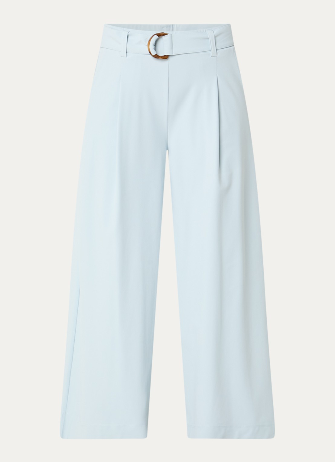 Expresso High waist wide fit palazzo broek met steekzakken - voorkant 2 lichtblauw