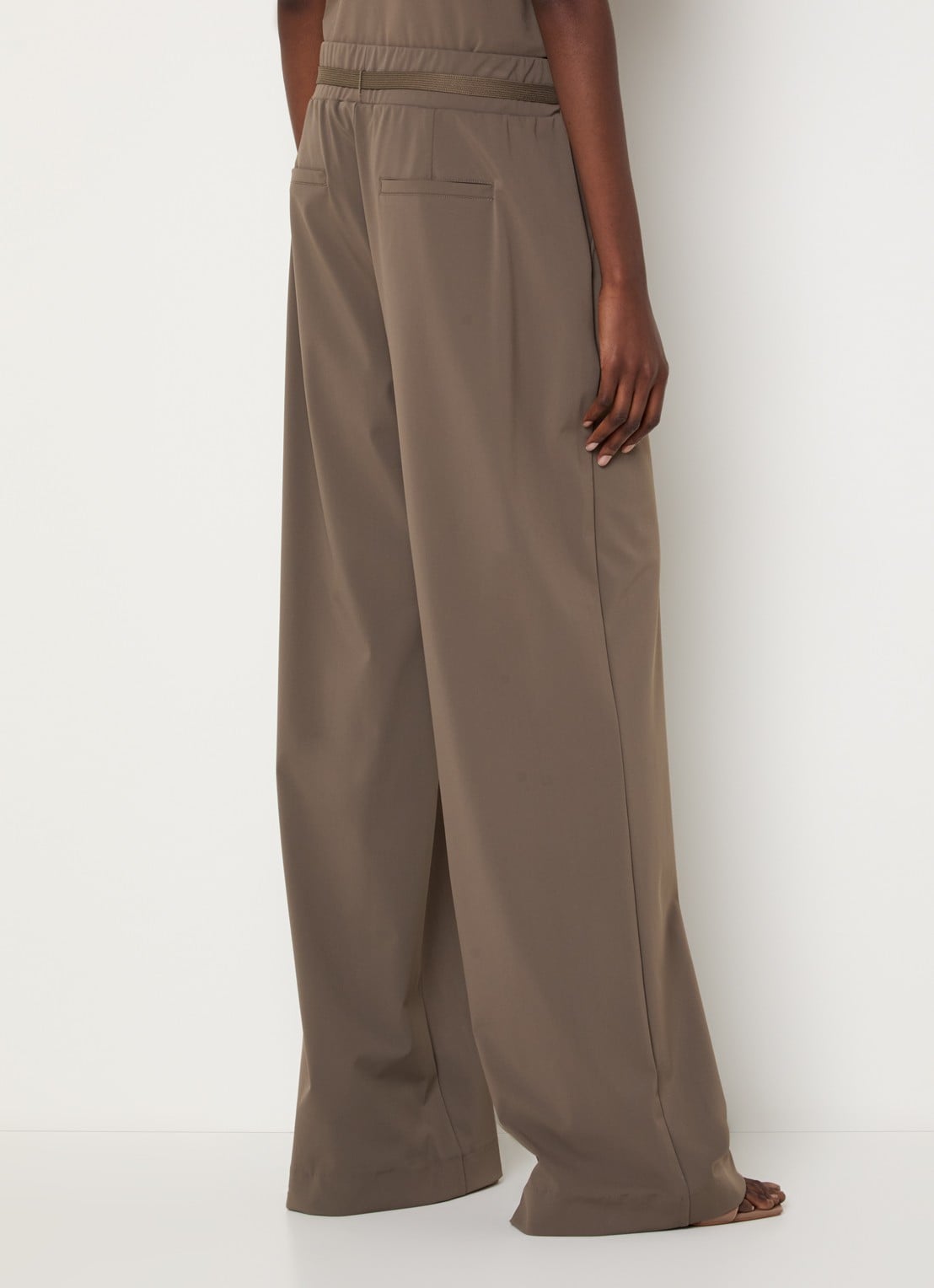 Expresso High waist wide fit pantalon met steekzakken - achterkant 4 zand