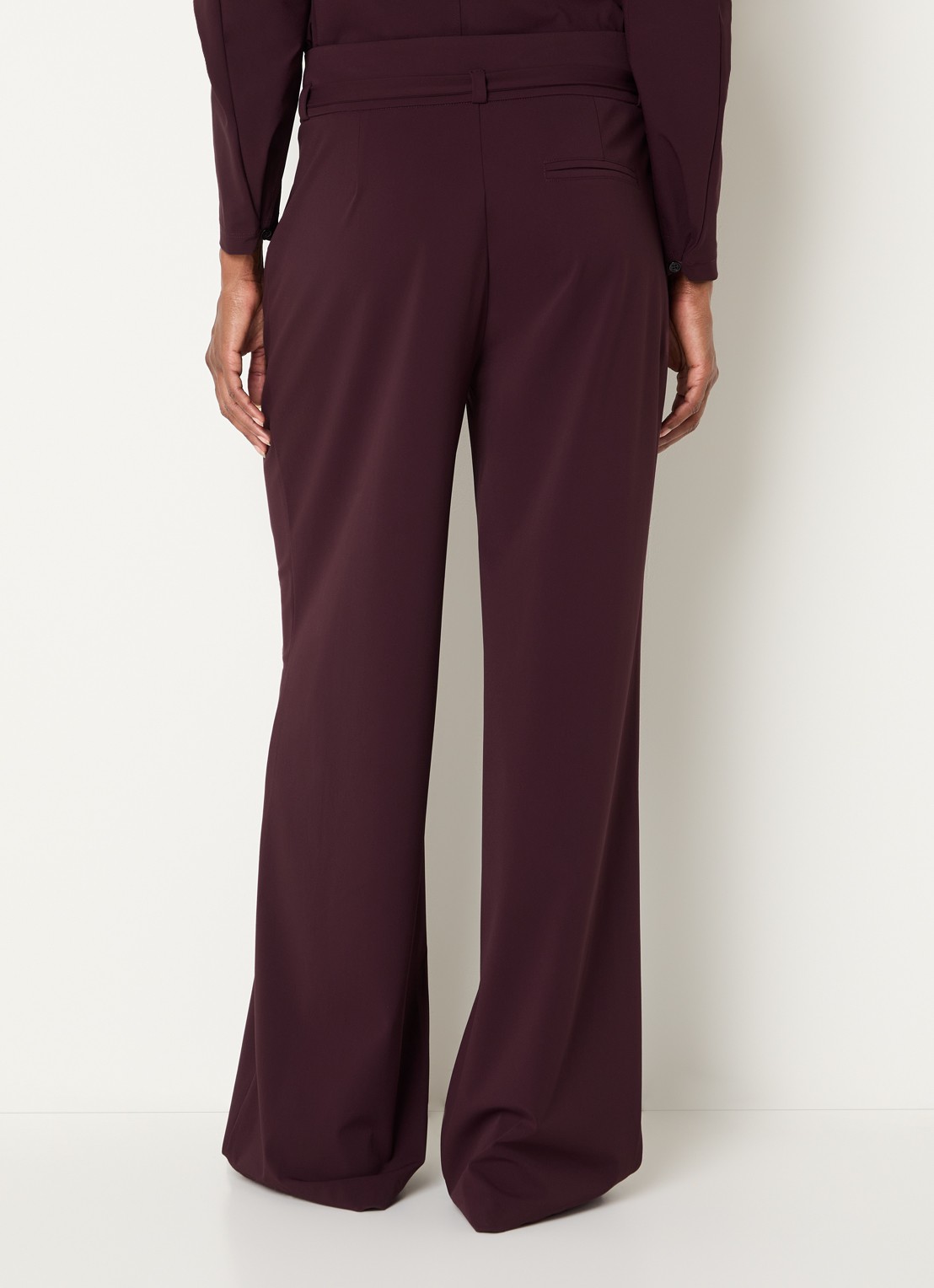 Expresso High waist wide fit pantalon met steekzakken - achterkant 2 aubergine