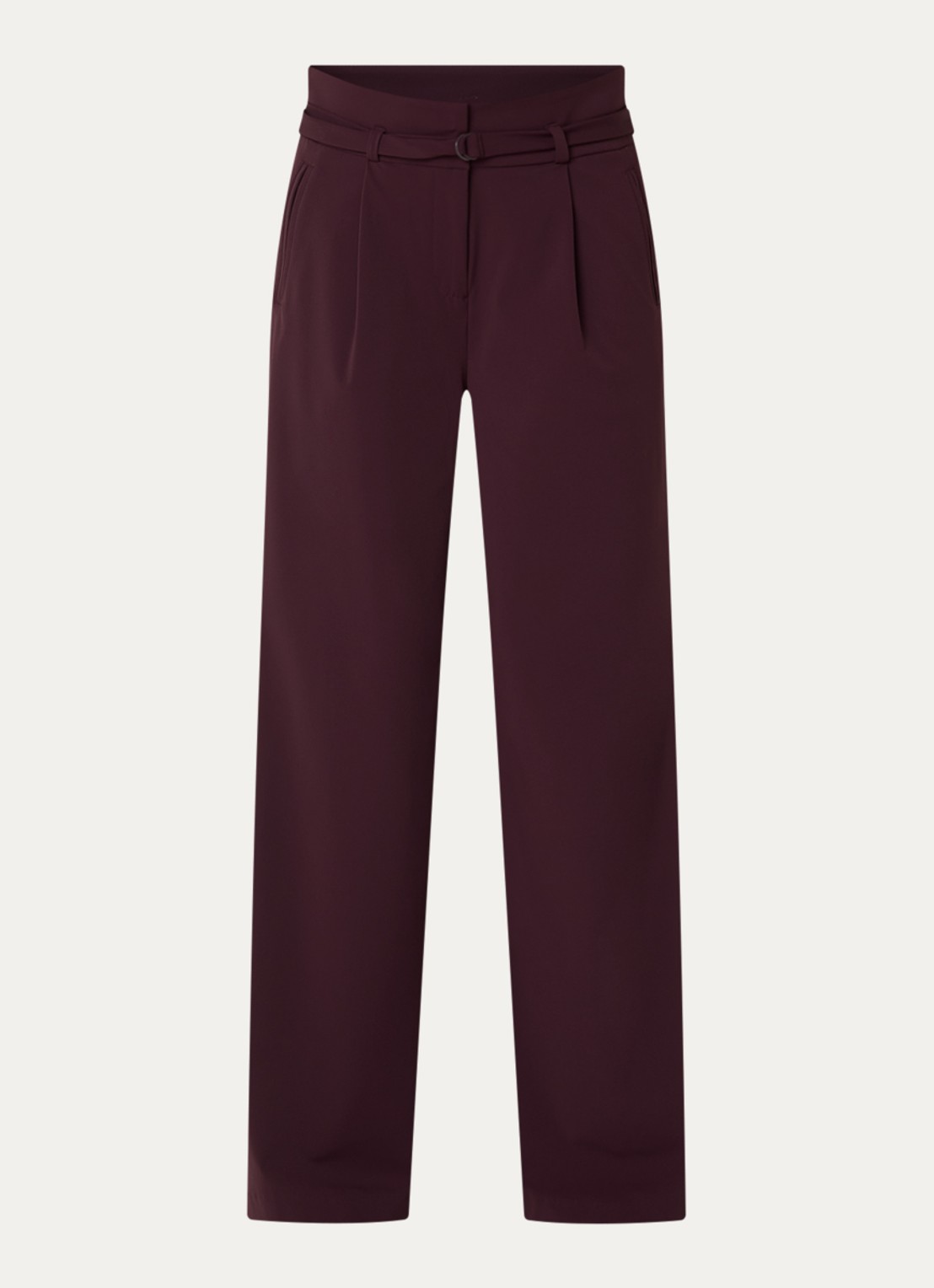 Expresso High waist wide fit pantalon met steekzakken - voorkant 3 aubergine