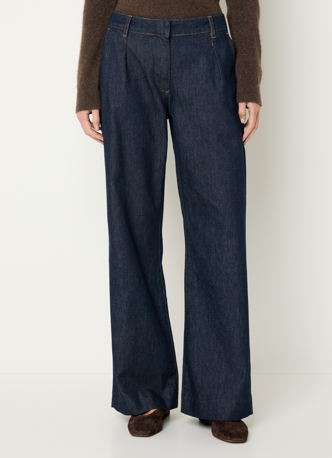 Expresso High waist wide leg jeans met donkere wassing - detail 4 indigo
