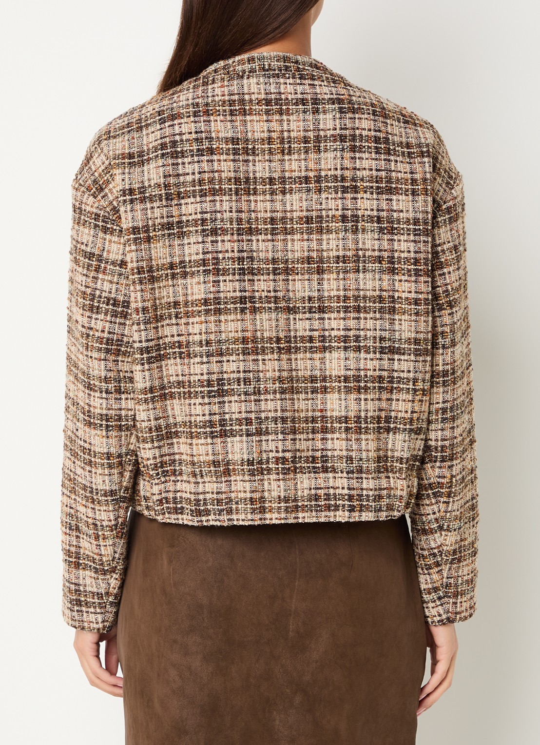 Expresso Jack met tweed-look en ronde hals - achterkant 4 beige