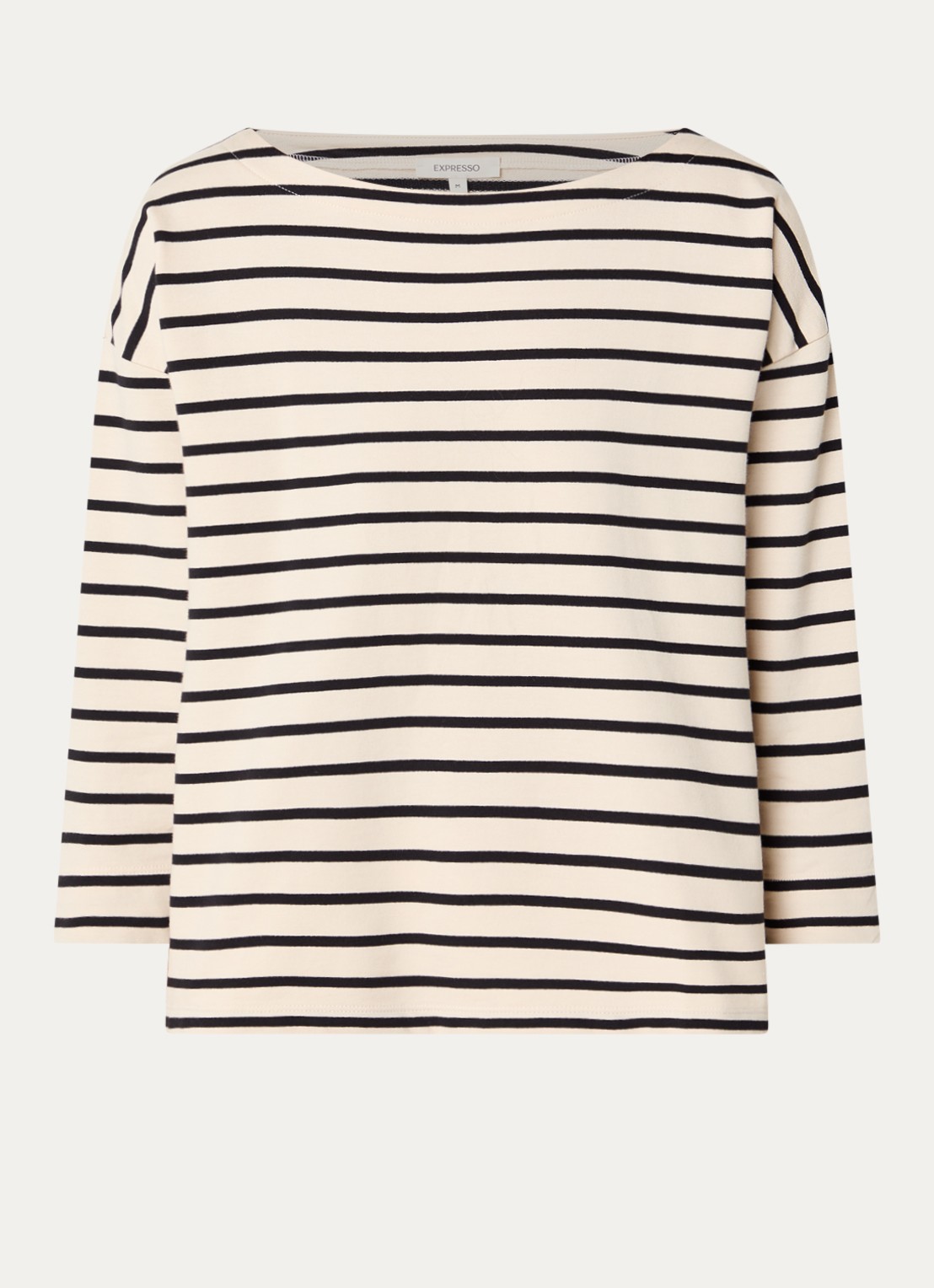Expresso Longsleeve met boothals en streepprint - voorkant 3 zwart