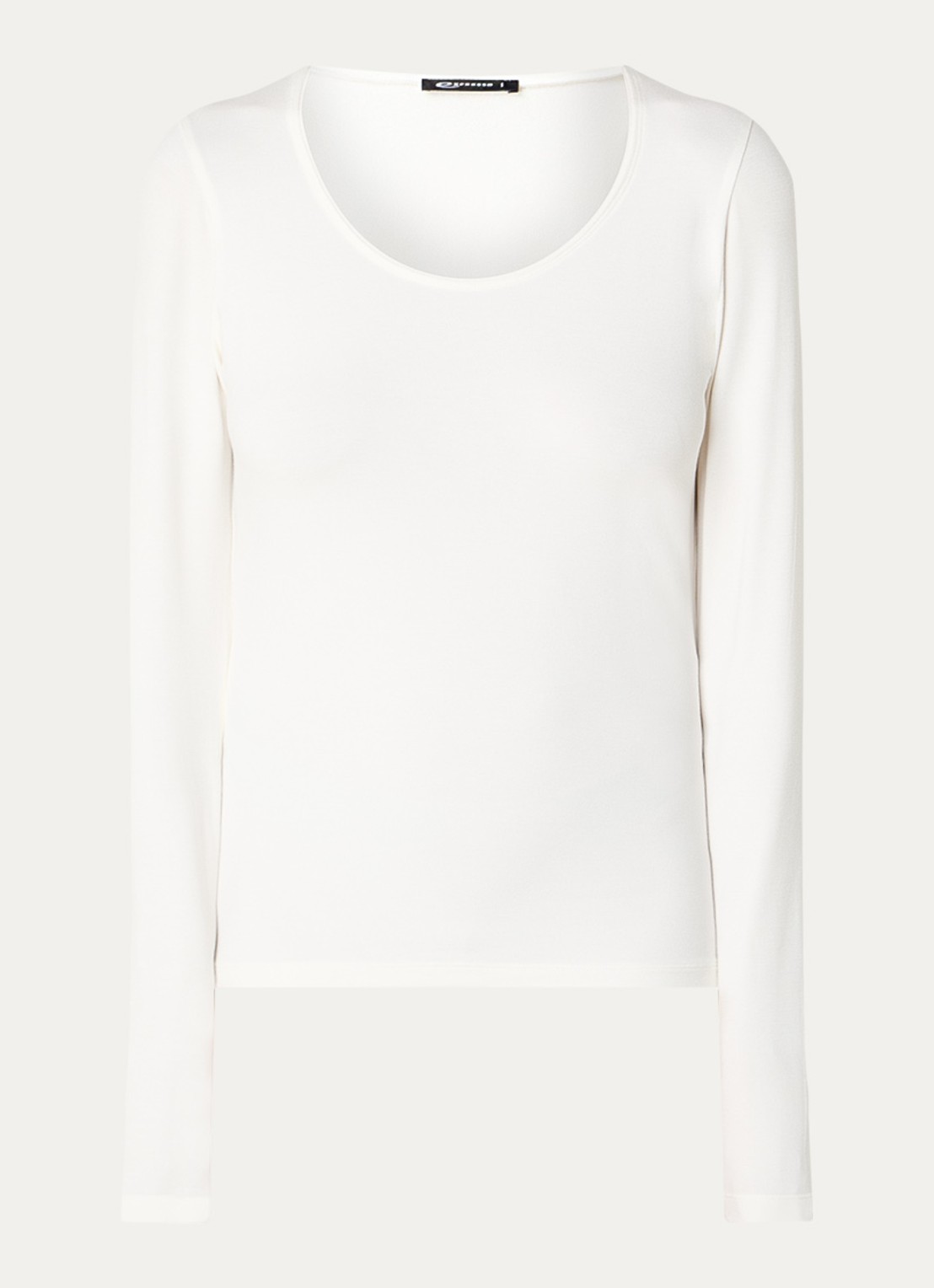 Expresso Longsleeve met ronde hals - voorkant gebroken wit