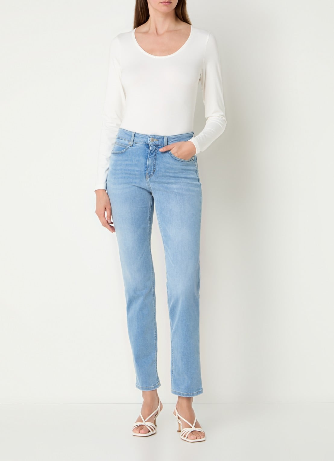 Expresso Longsleeve met ronde hals - voorkant 2 gebroken wit