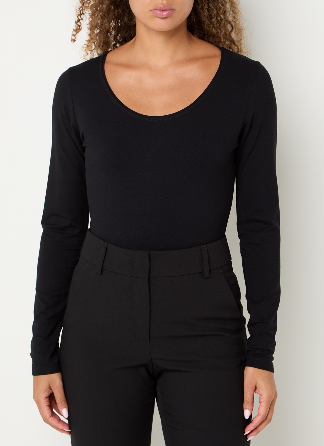 Expresso Longsleeve met ronde hals - detail 4 zwart