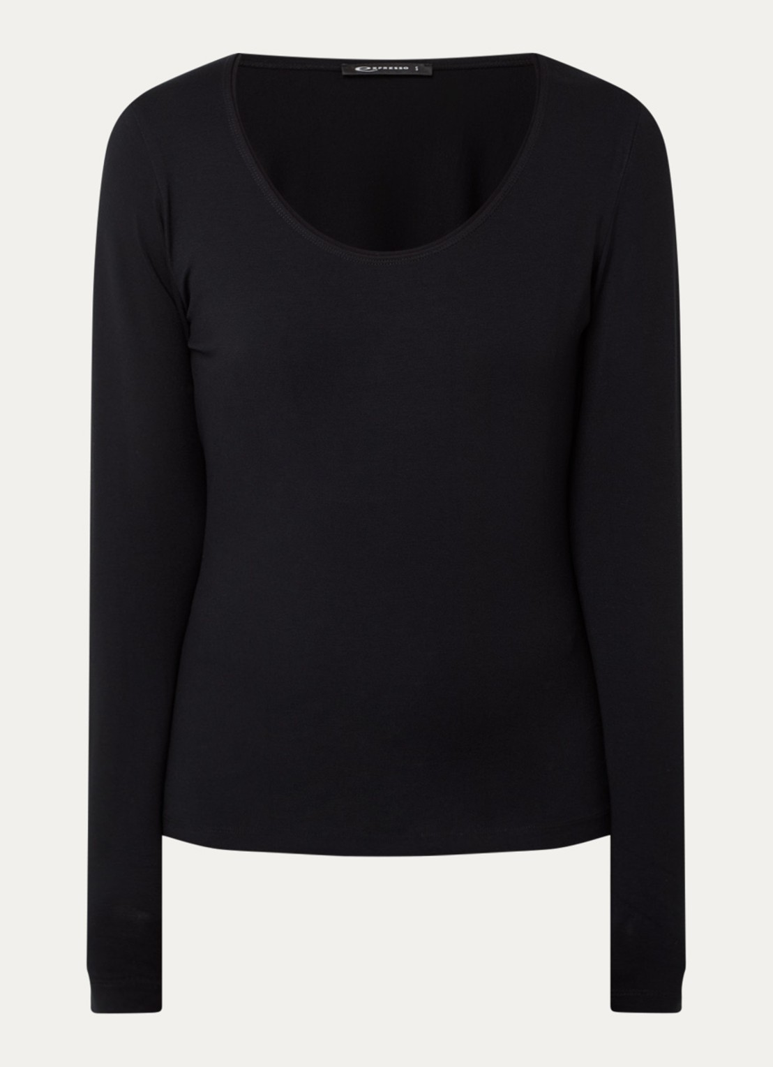 Expresso Longsleeve met ronde hals - voorkant zwart