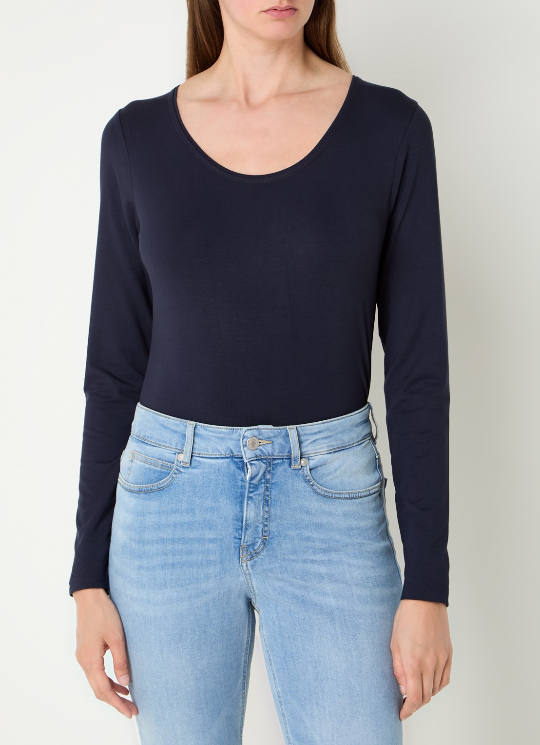 Expresso Longsleeve met ronde hals - detail donkerblauw