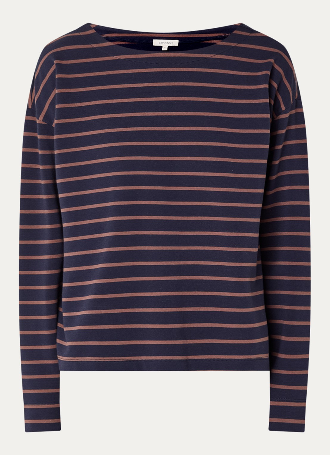 Expresso Longsleeve met streepprint - voorkant 3 donkerblauw