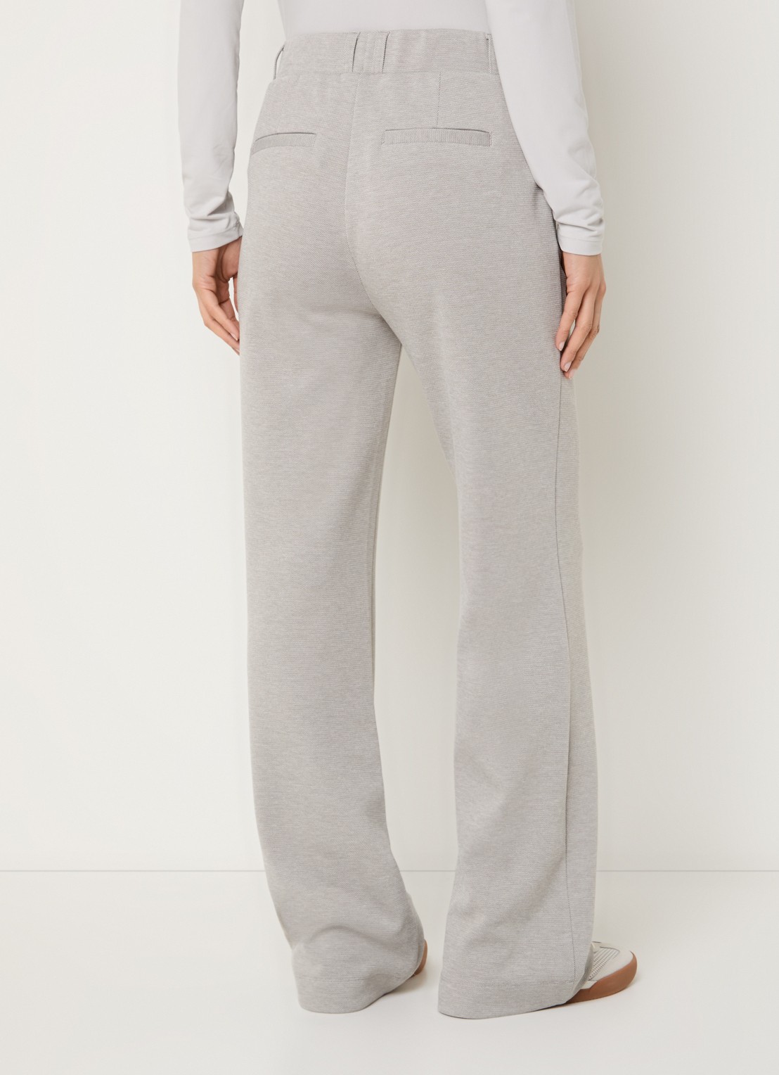Expresso Mid waist flared fit broek met steekzakken - achterkant lichtgrijs