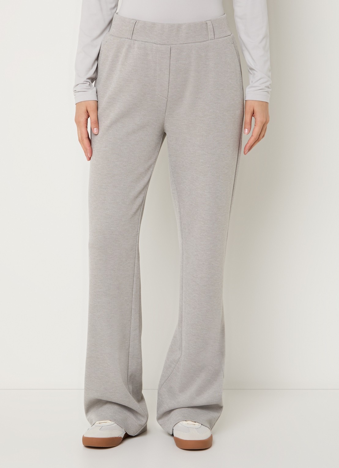 Expresso Mid waist flared fit broek met steekzakken - detail 2 lichtgrijs