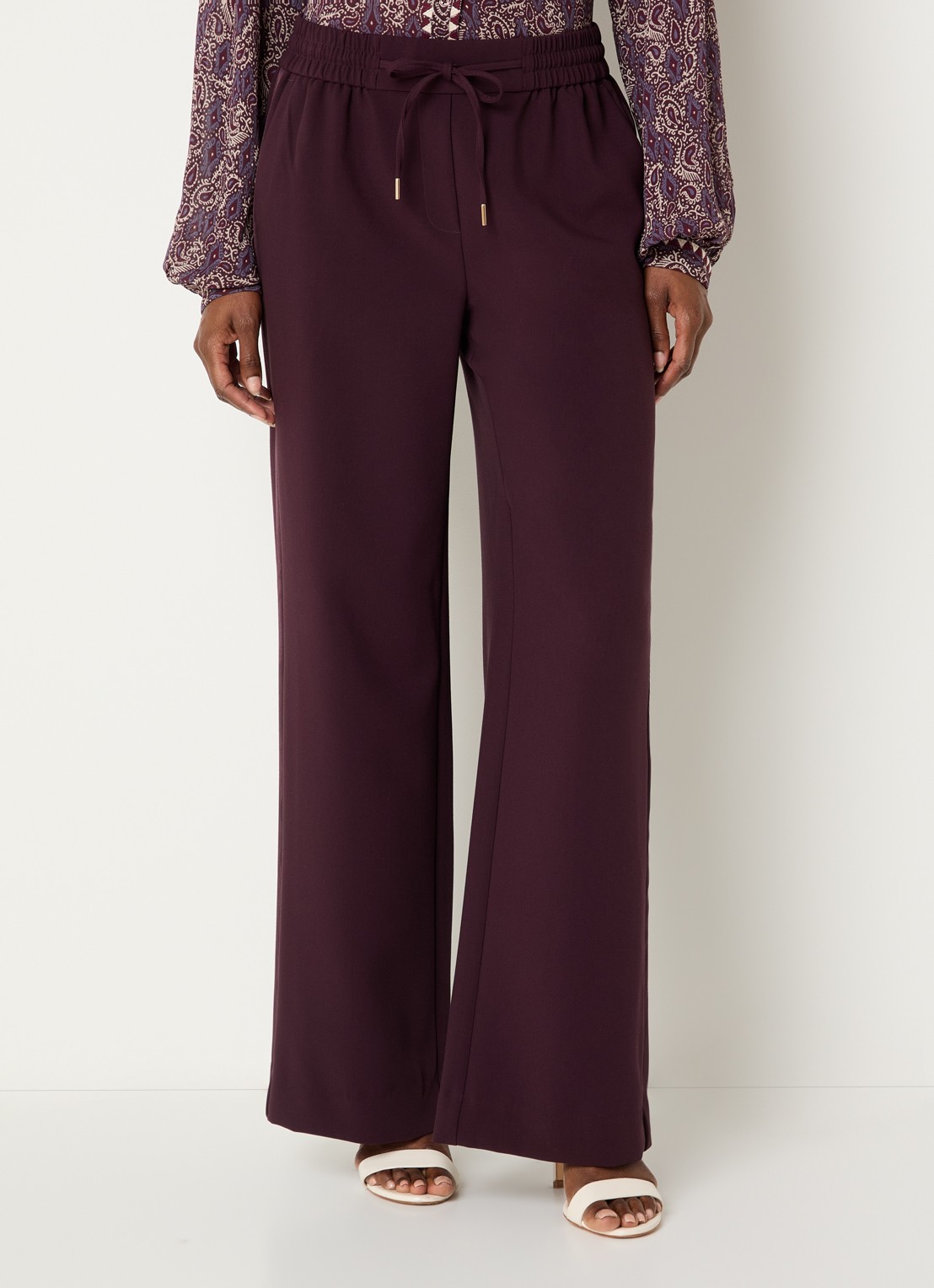 Expresso Mid waist flared fit broek met steekzakken - detail 2 aubergine
