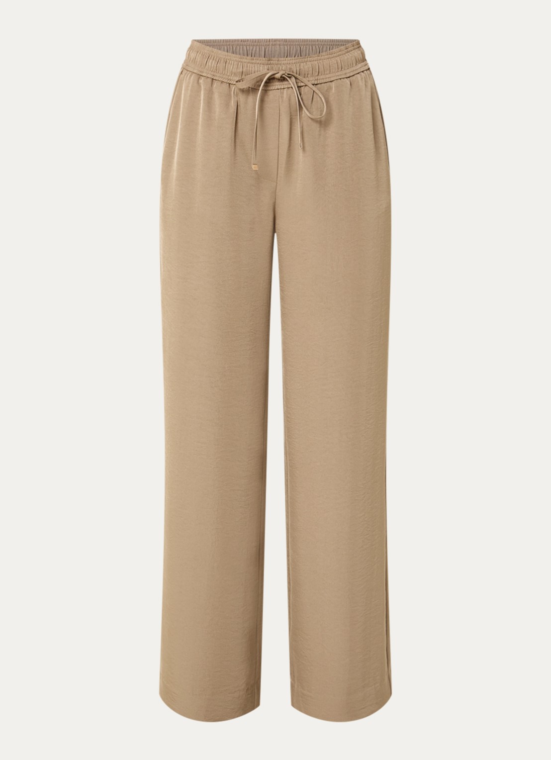 Expresso Mid waist loose fit broek met glanzende finish en steekzakken - voorkant roestbruin