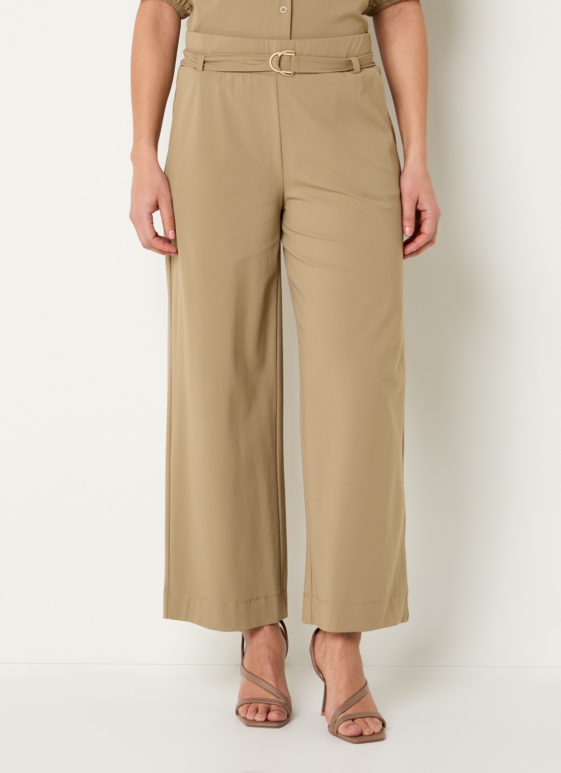 Expresso Mid waist loose fit pantalon met steekzakken - detail 2 lichtbruin