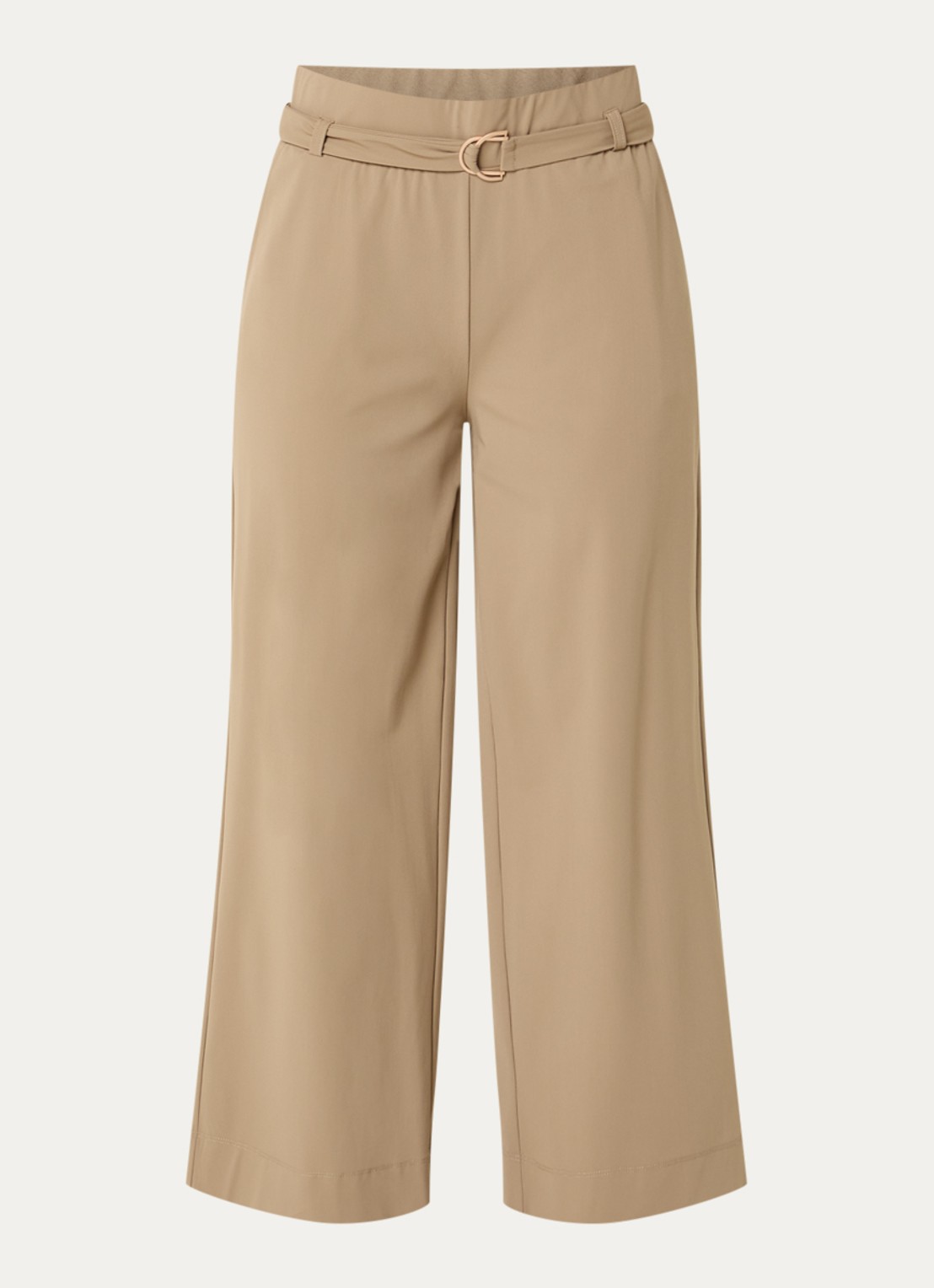 Expresso Mid waist loose fit pantalon met steekzakken - voorkant 3 lichtbruin