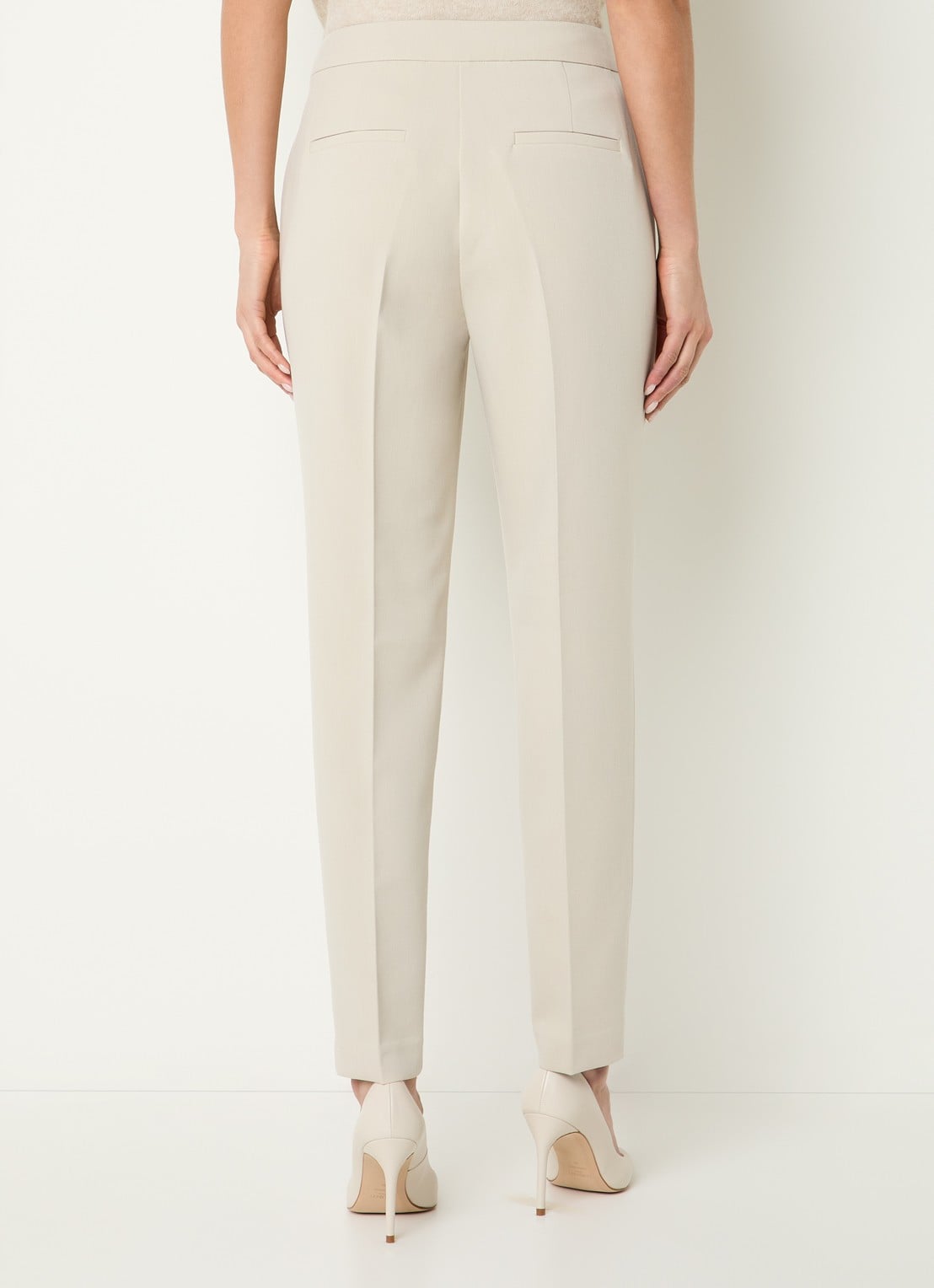 Expresso Mid waist regular fit pantalon met steekzakken - achterkant beige