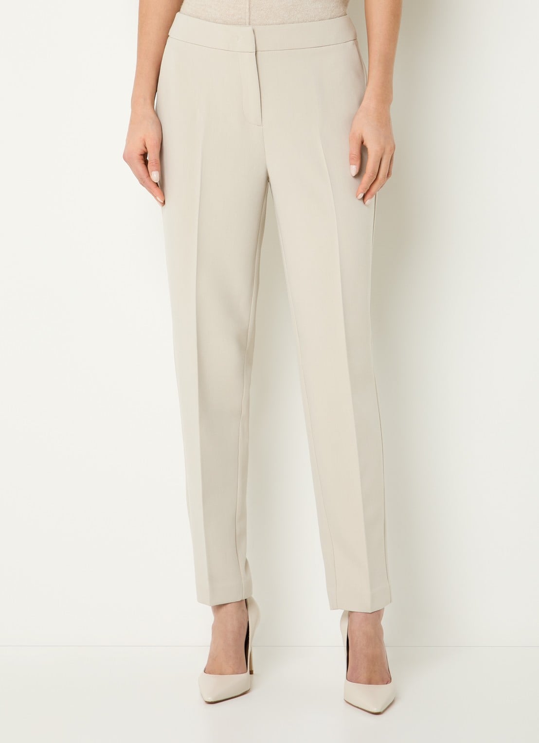 Expresso Mid waist regular fit pantalon met steekzakken - detail 4 beige
