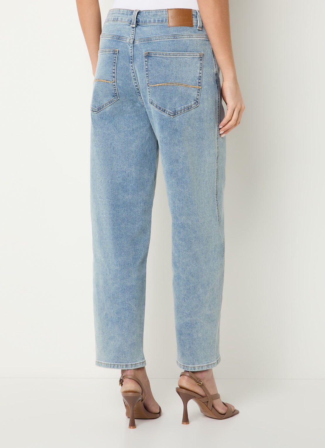 Expresso Mid waist straight leg jeans met lichte wassing - achterkant 5 indigo