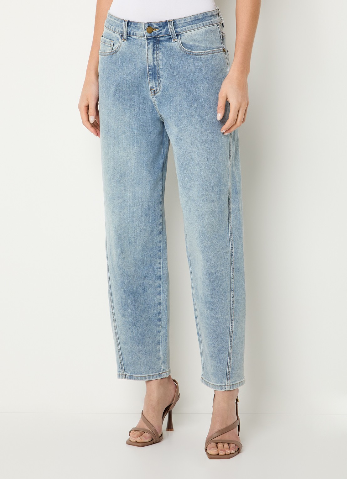 Expresso Mid waist straight leg jeans met lichte wassing - detail 3 indigo