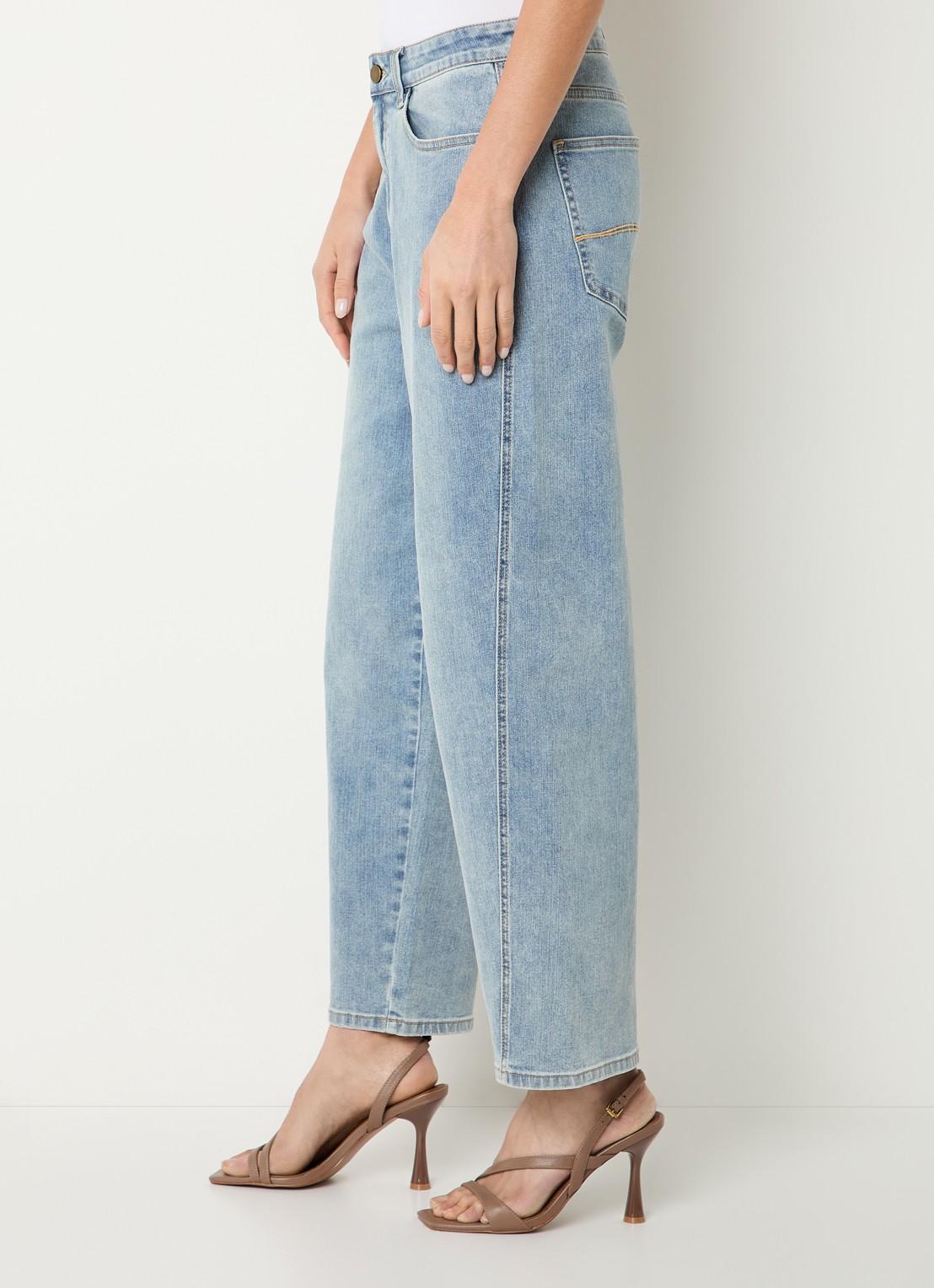 Expresso Mid waist straight leg jeans met lichte wassing - detail 4 indigo