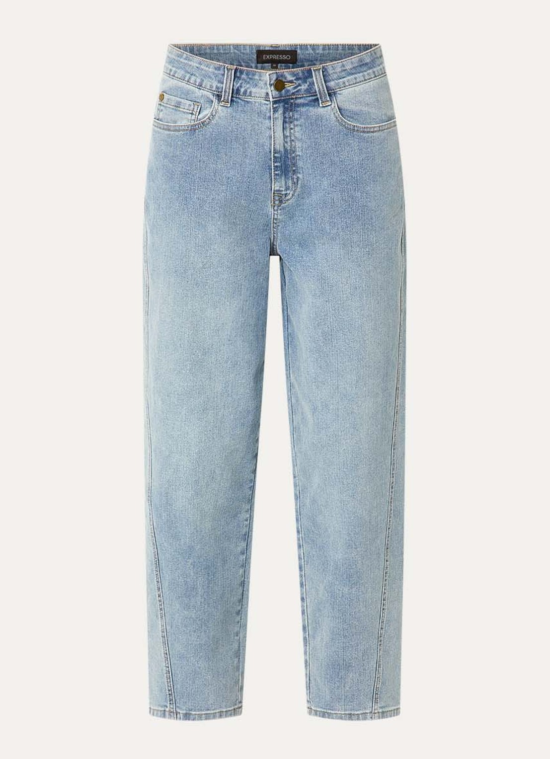 Expresso Mid waist straight leg jeans met lichte wassing - voorkant indigo