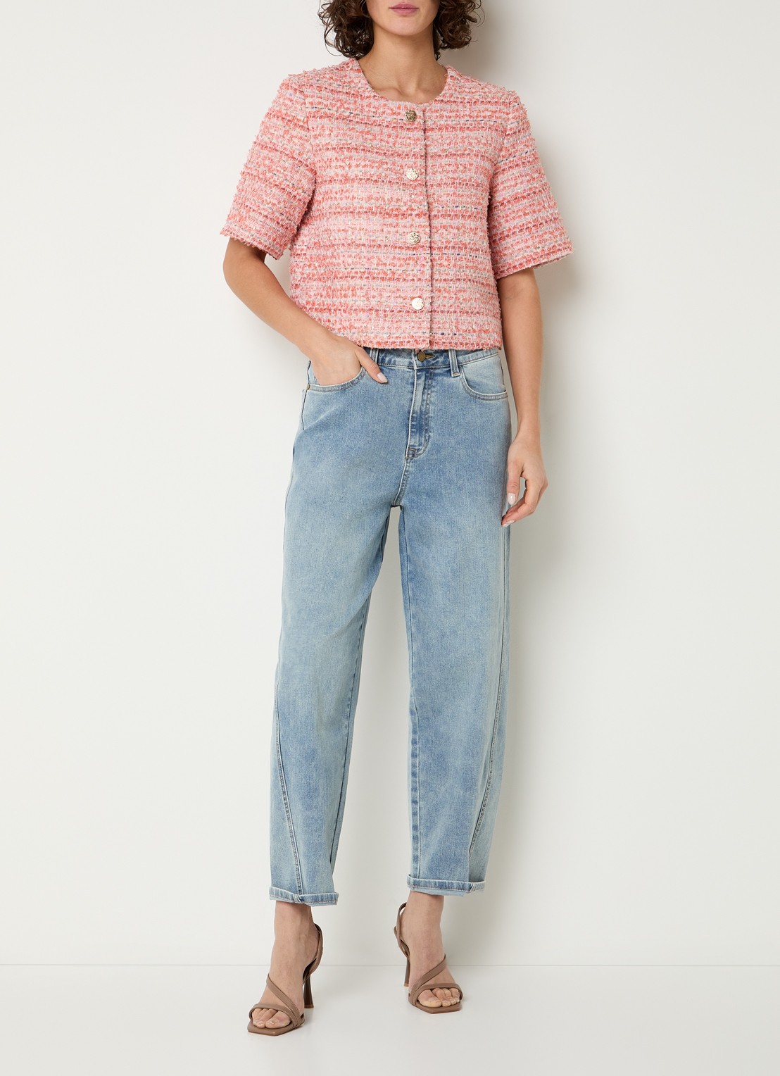 Expresso Mid waist straight leg jeans met lichte wassing - voorkant 2 indigo