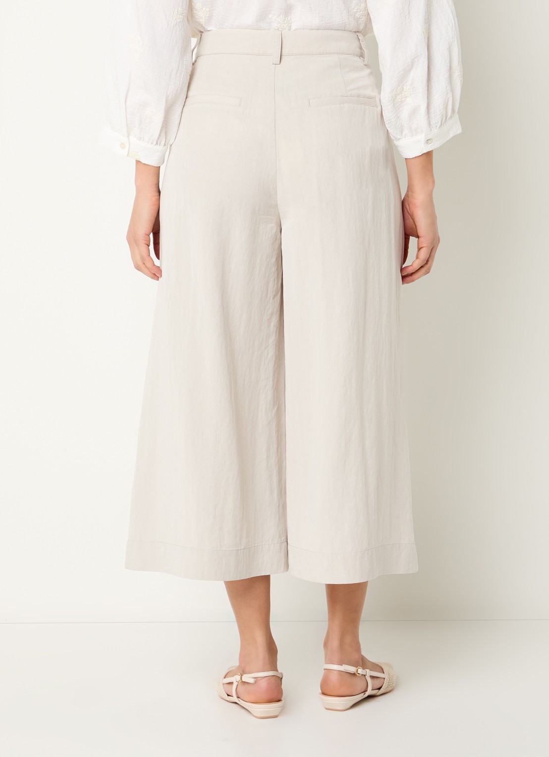 Expresso Mid waist wide fit culotte met steekzakken - achterkant 3 creme