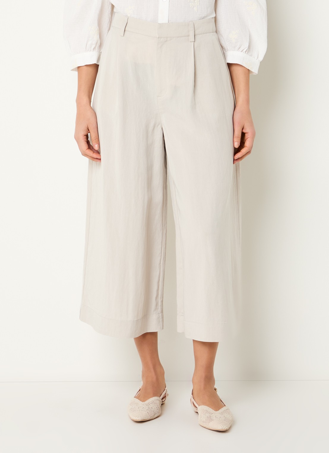 Expresso Mid waist wide fit culotte met steekzakken - detail 4 creme