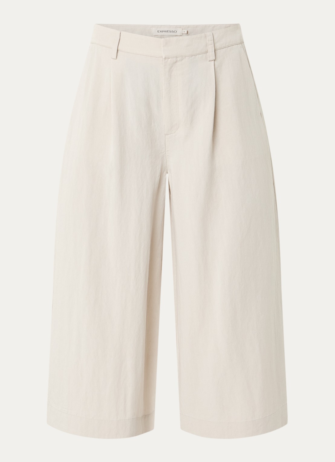 Expresso Mid waist wide fit culotte met steekzakken - voorkant creme