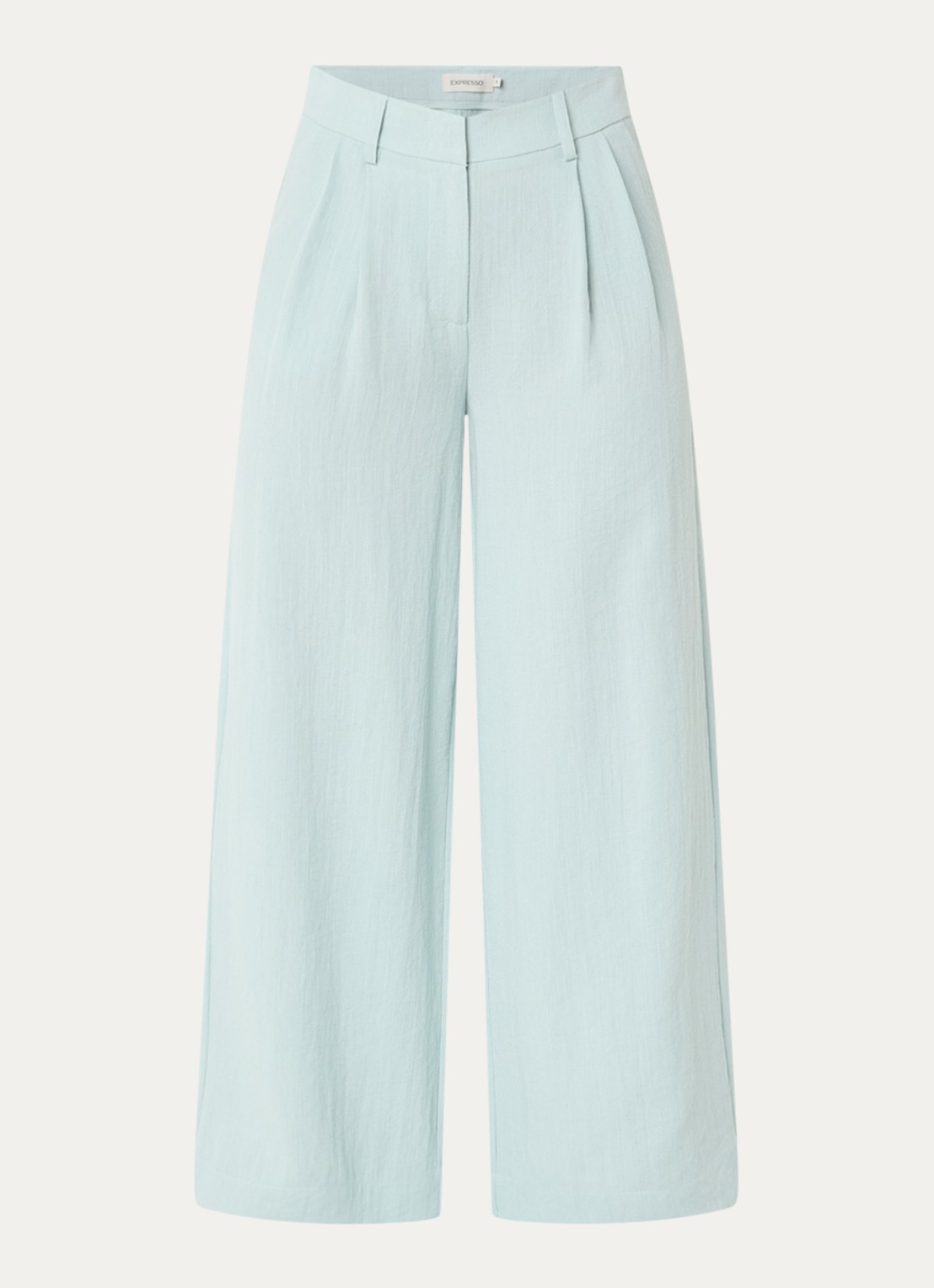 Expresso Mid waist wide fit palazzo broek van linnen - voorkant 2 mint