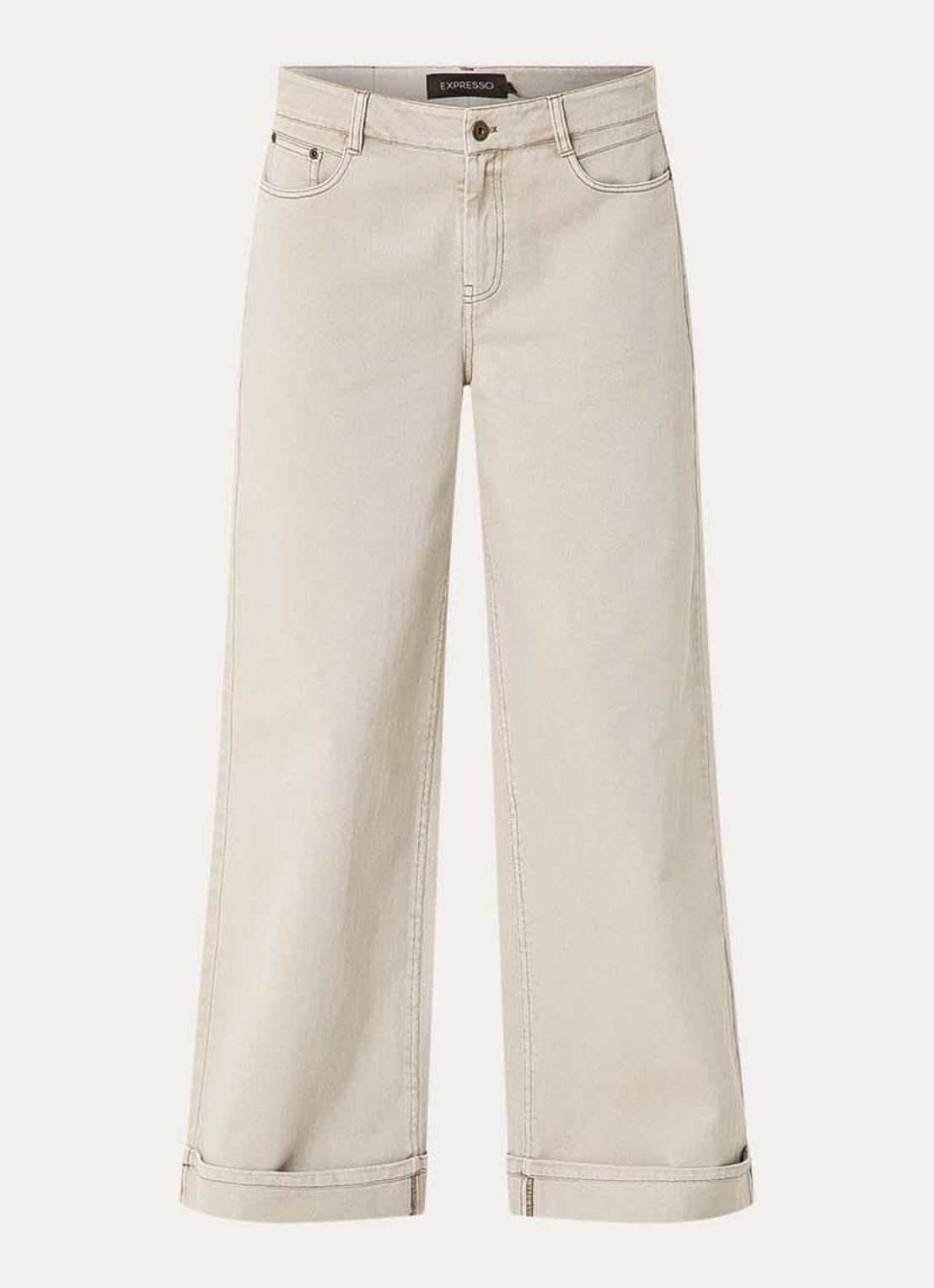 Expresso Mid waist wide leg jeans met gekleurde wassing - voorkant 4 beige