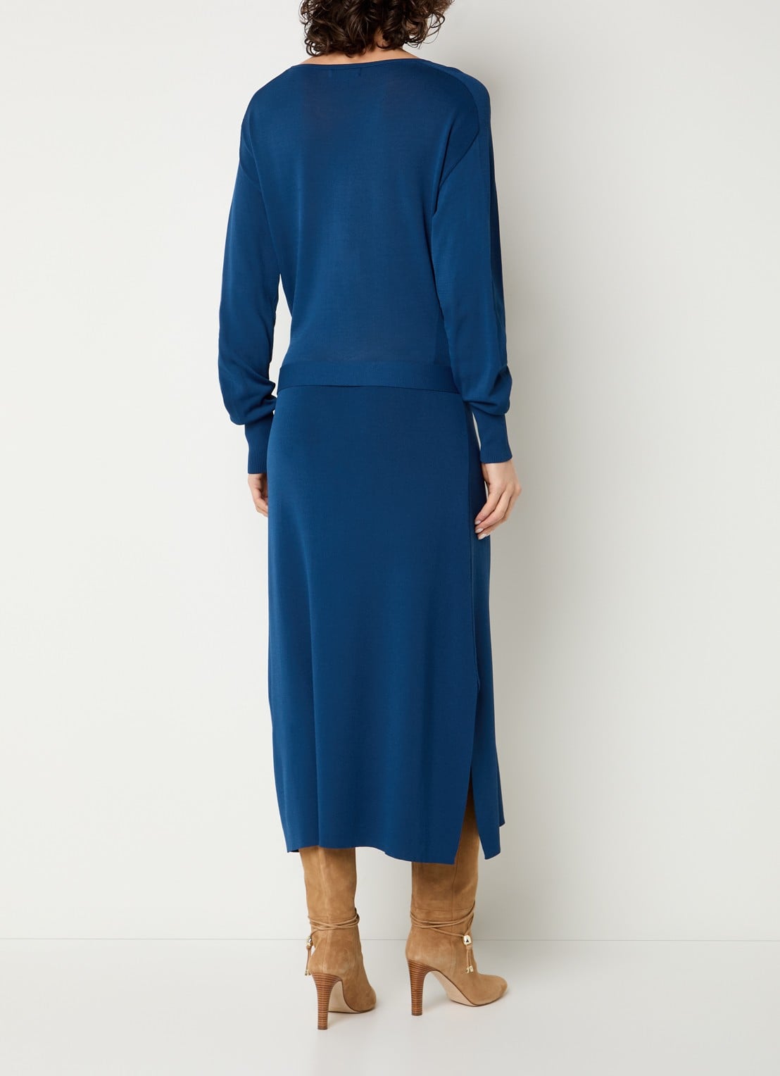 Expresso Midi jurk met ceintuur - achterkant 4 kobaltblauw