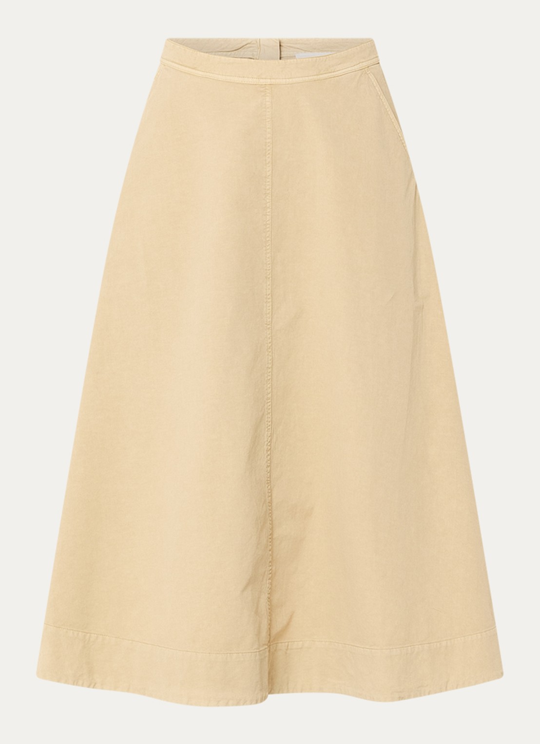 Expresso Midi rok in linnenblend met steekzakken - voorkant beige