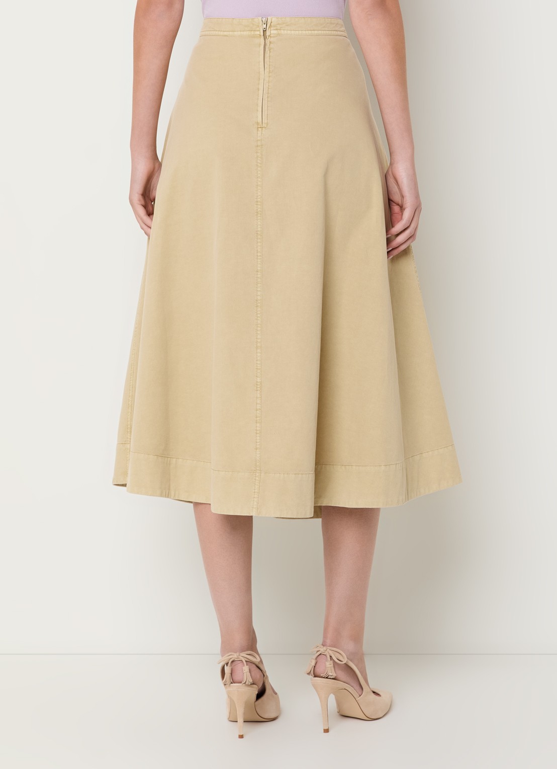 Expresso Midi rok in linnenblend met steekzakken - achterkant 5 beige
