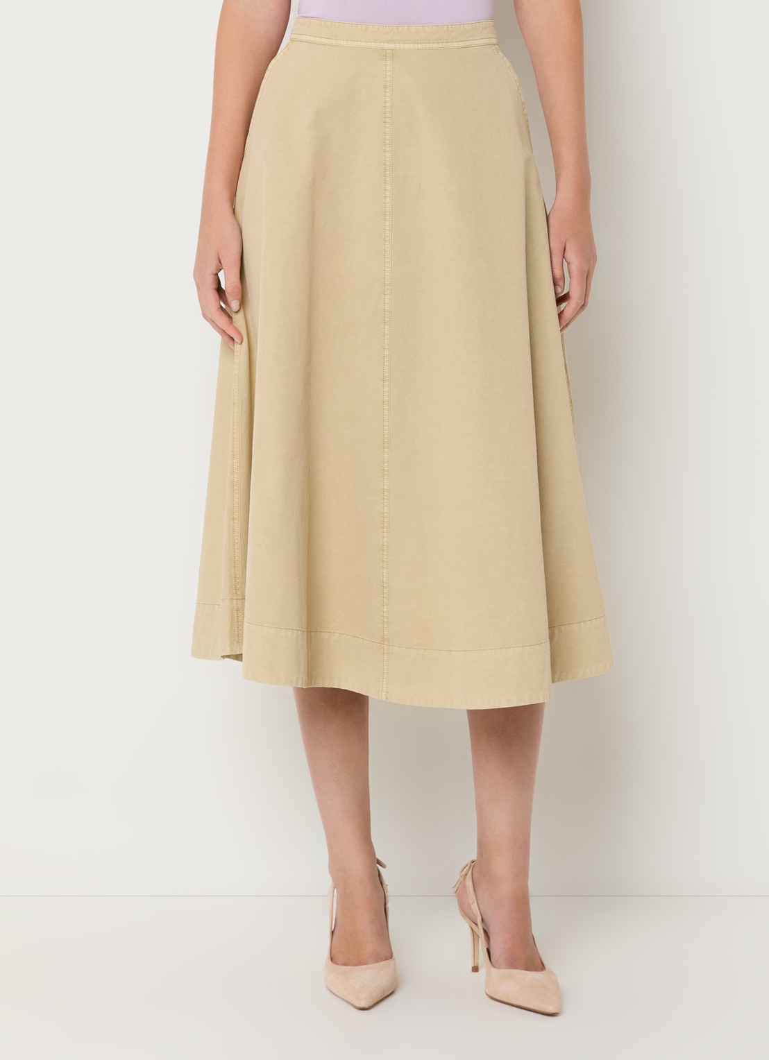 Expresso Midi rok in linnenblend met steekzakken - detail 7 beige