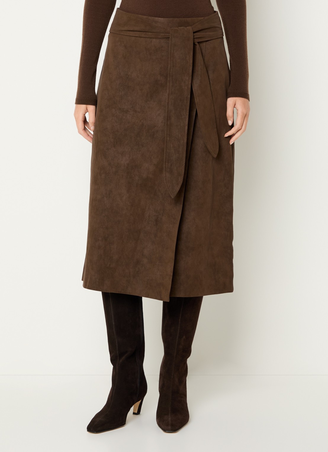 Expresso Midi rok met ceintuur - detail bruin