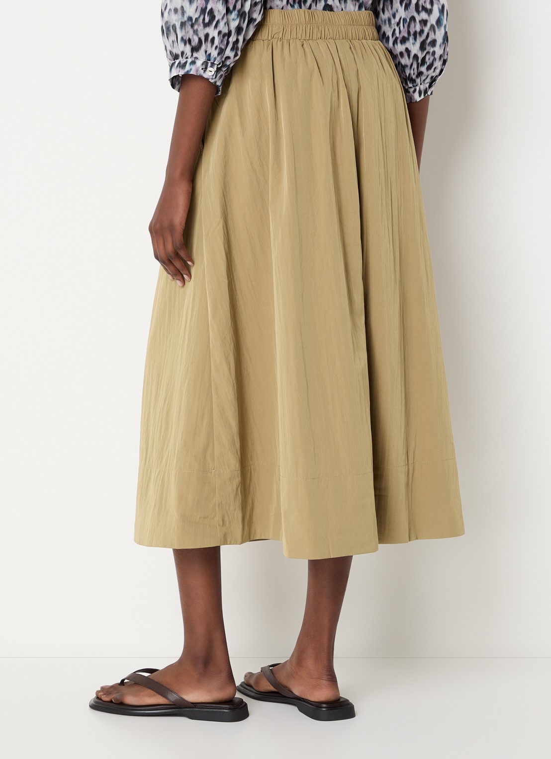 Expresso Midi rok met steekzakken en ceintuur - achterkant 2 camel