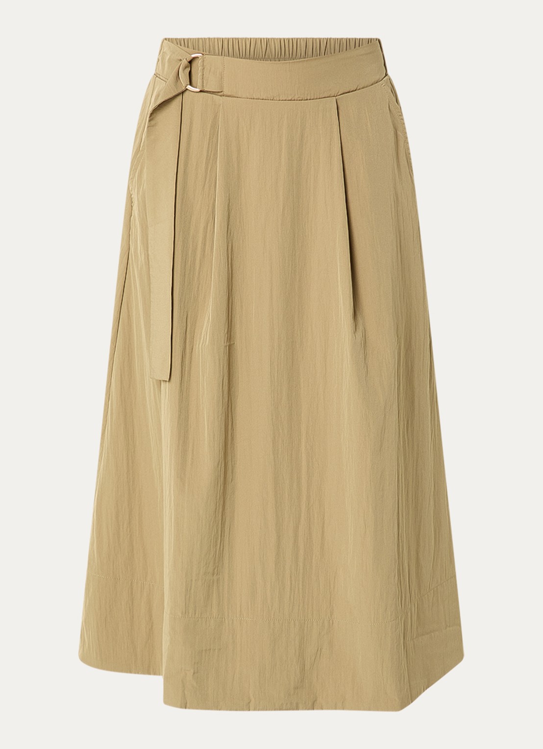 Expresso Midi rok met steekzakken en ceintuur - voorkant 3 camel