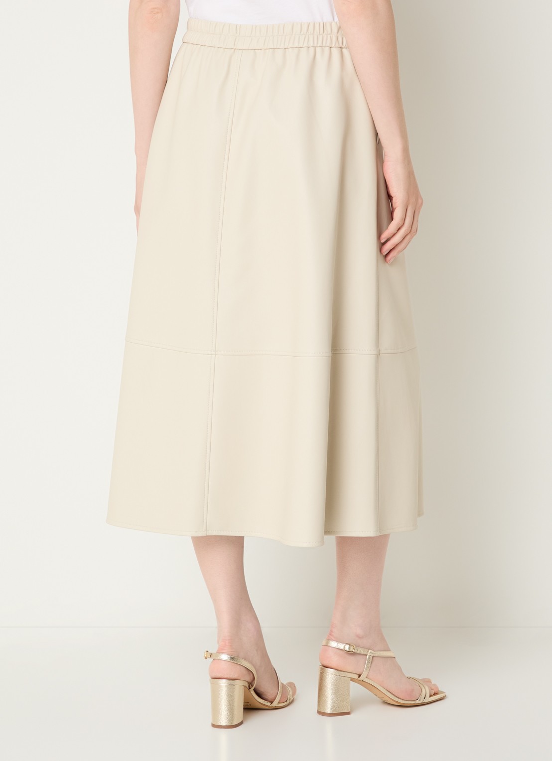 Expresso Midi rok van imitatieleer - achterkant beige