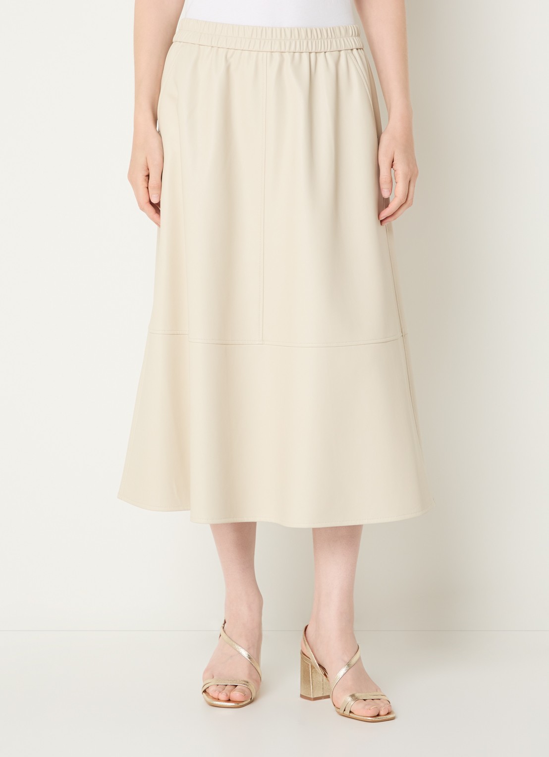 Expresso Midi rok van imitatieleer - detail 4 beige